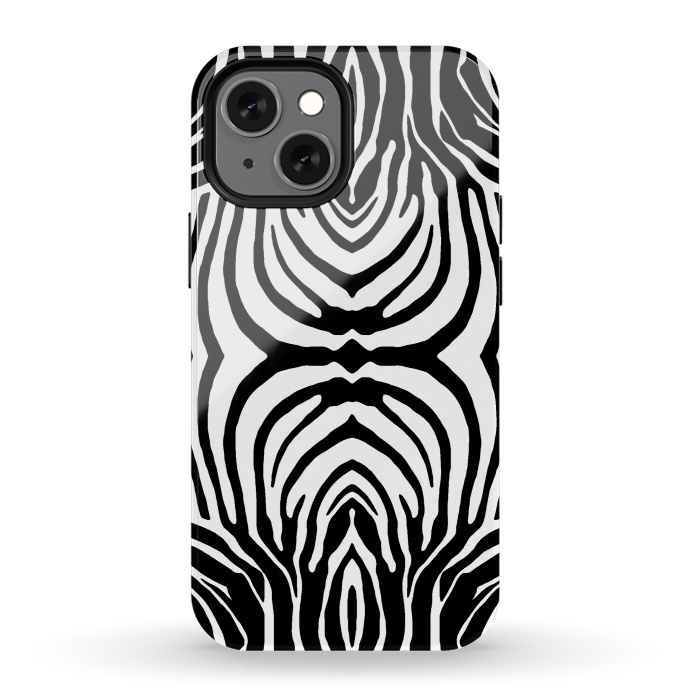 iPhone 13 mini StrongFit White zebra stripes by Oana 