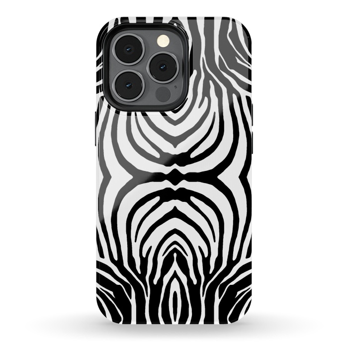 iPhone 13 pro StrongFit White zebra stripes by Oana 