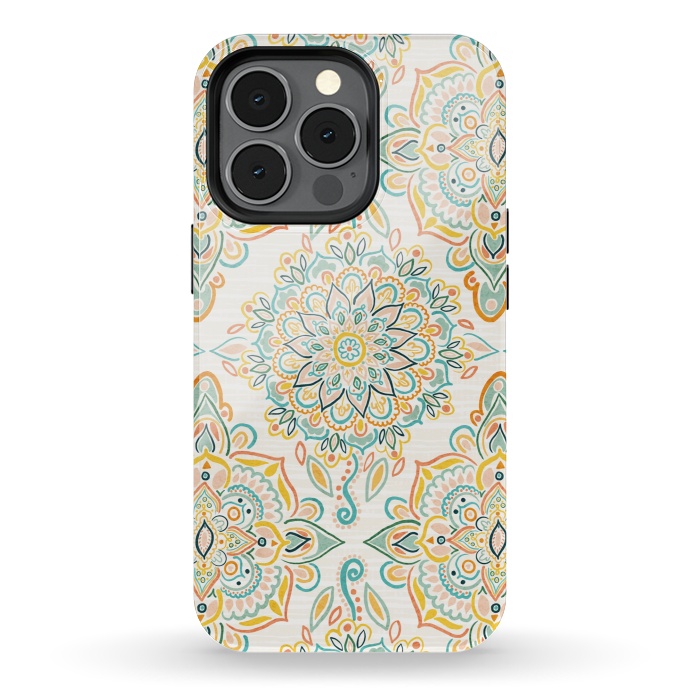 iPhone 13 pro StrongFit Retro Spring Folk Art Diamonds by Tangerine-Tane