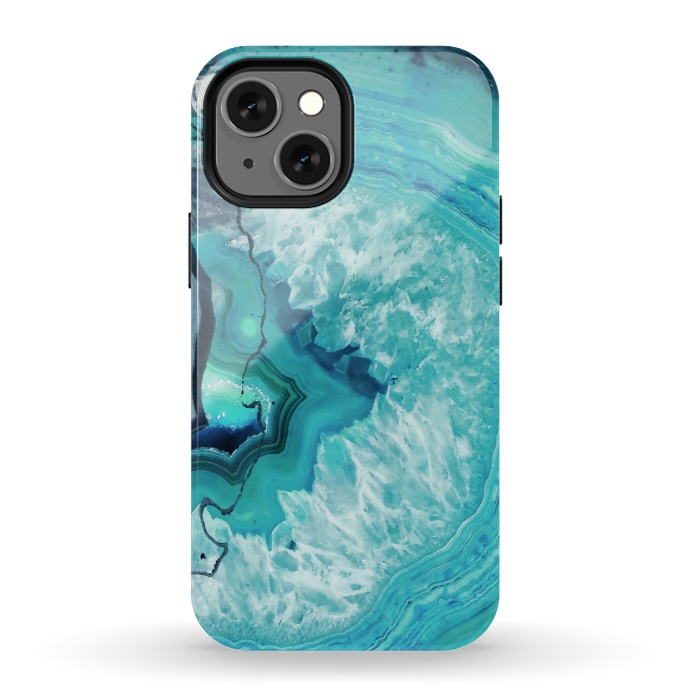 iPhone 13 mini StrongFit Turquoise agate geode marble by Oana 
