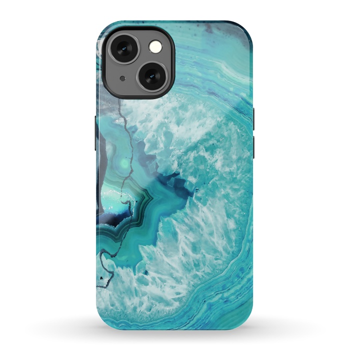 iPhone 13 StrongFit Turquoise agate geode marble by Oana 