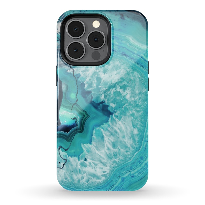 iPhone 13 pro StrongFit Turquoise agate geode marble by Oana 