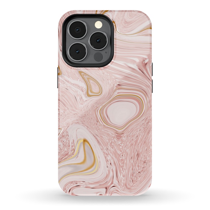iPhone 13 pro StrongFit Golden pink marble by Martina
