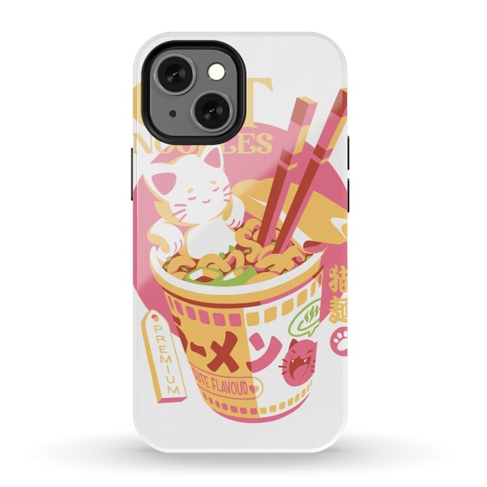 iPhone 13 mini StrongFit Cat Noodles by Ilustrata