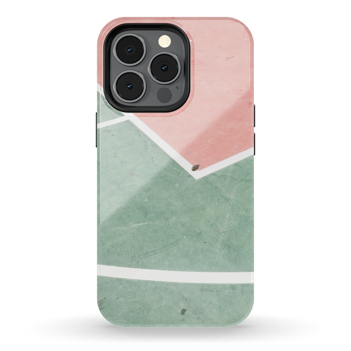 iPhone 13 pro StrongFit green pink marble shades by MALLIKA