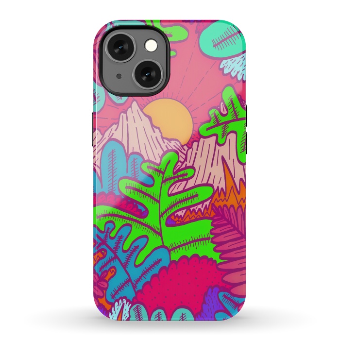 iPhone 13 StrongFit A pink tropical jungle by Steve Wade (Swade)