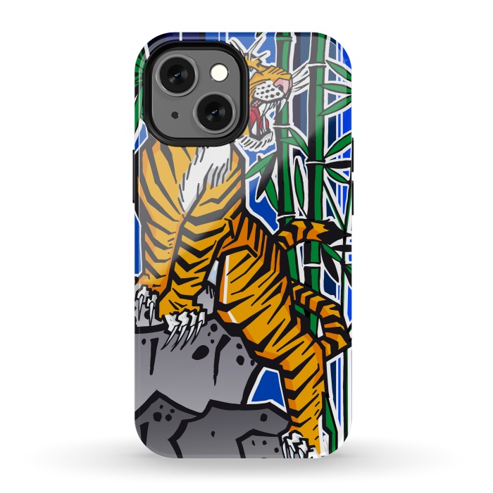 iPhone 13 mini StrongFit Japanese Tiger by Milo "Mr Lucky" Marcer