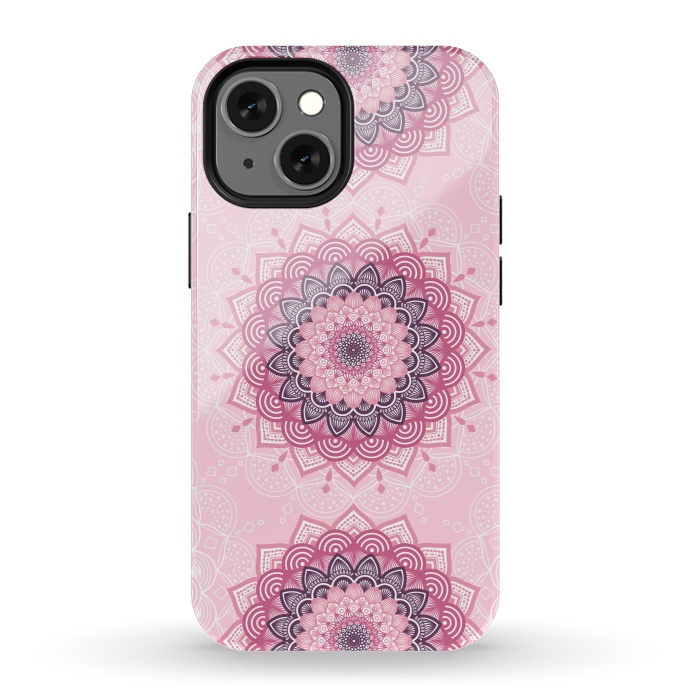iPhone 13 mini StrongFit Pink white mandalas by Jms