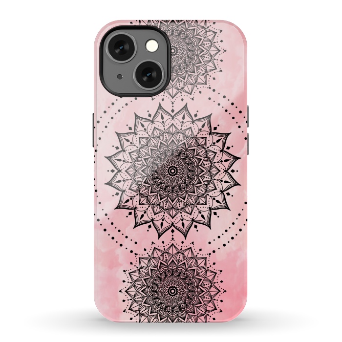 iPhone 13 StrongFit Pink black mandalas by Jms