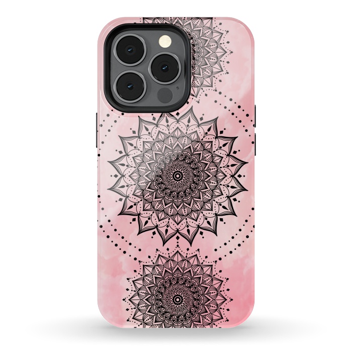 iPhone 13 pro StrongFit Pink black mandalas by Jms