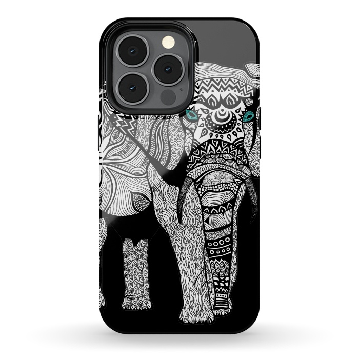 iPhone 13 pro StrongFit Elephant of Namibia B n W by Pom Graphic Design