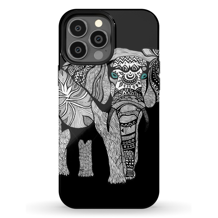 iPhone 13 Pro Max StrongFit Elephant of Namibia B n W by Pom Graphic Design