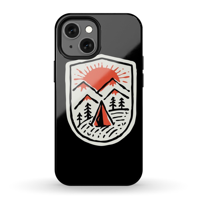 iPhone 13 mini StrongFit Sunset Camp Hand Drawn by Afif Quilimo