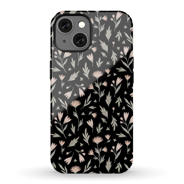 iPhone 13 StrongFit delicate flowers on a black by Alena Ganzhela
