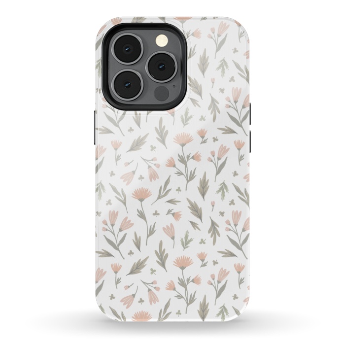 iPhone 13 pro StrongFit delicate flowers on a white by Alena Ganzhela
