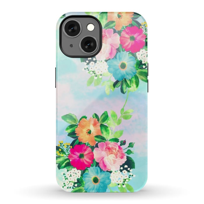 iPhone 13 StrongFit Girly Vintage Roses Floral Watercolor Paint by InovArts