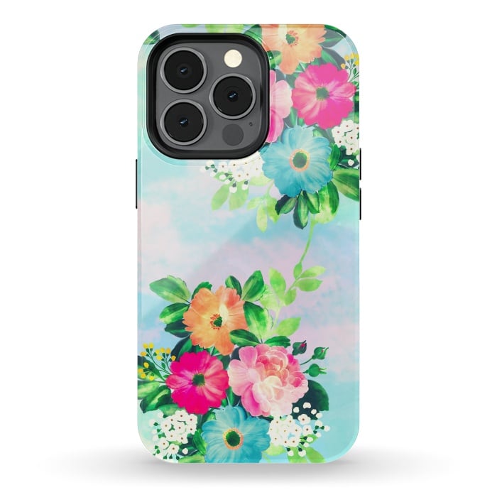 iPhone 13 pro StrongFit Girly Vintage Roses Floral Watercolor Paint by InovArts