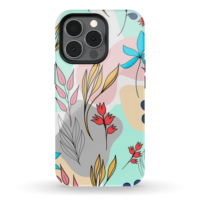 iPhone 13 pro StrongFit Trendy colorful leaves hand drawn cute illustration by InovArts