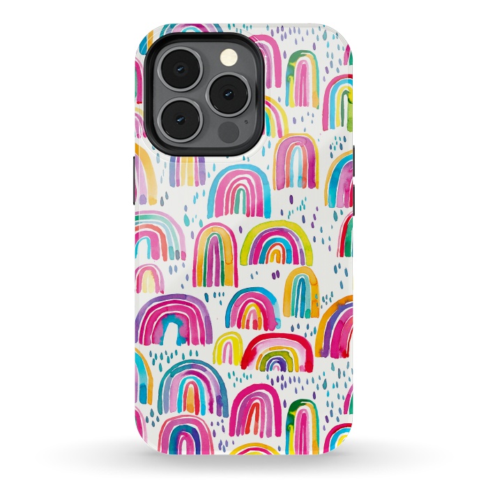 iPhone 13 pro StrongFit Cute Watercolor Rainbows by Ninola Design