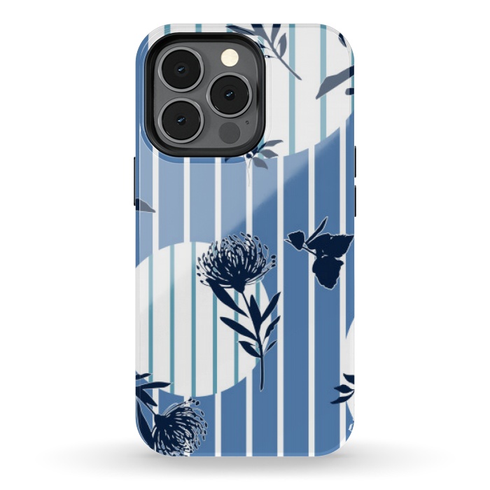 iPhone 13 pro StrongFit STRIPES TROPICAL BLUE PATTERN by MALLIKA