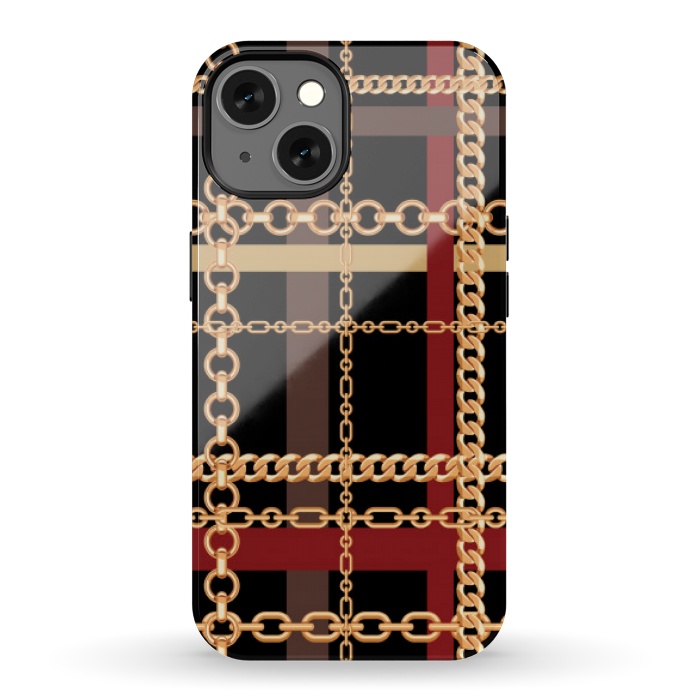 iPhone 13 StrongFit Golden chains red black by MALLIKA
