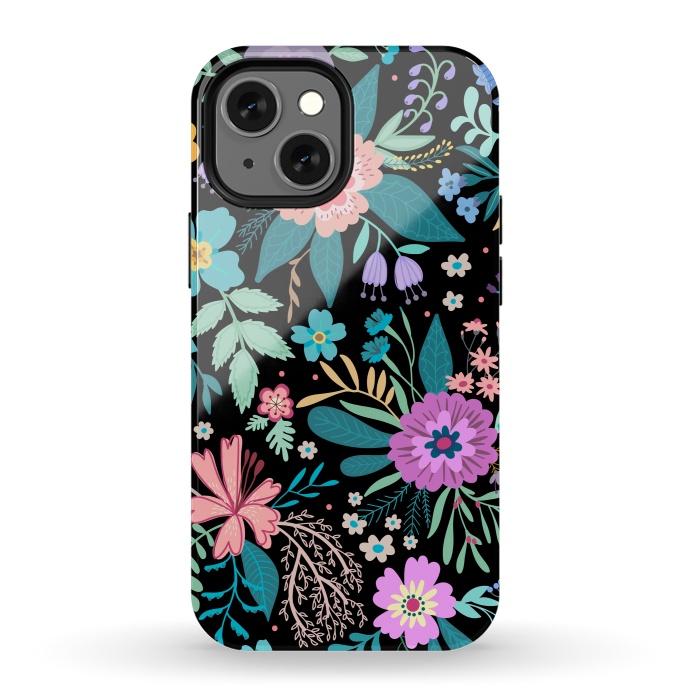 iPhone 13 mini StrongFit Amazing Floral Pattern With Bright Colorful Flowers by ArtsCase