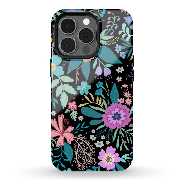 iPhone 13 pro StrongFit Amazing Floral Pattern With Bright Colorful Flowers by ArtsCase
