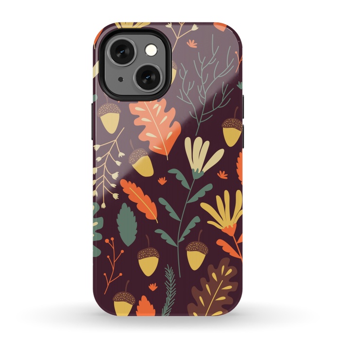 iPhone 13 mini StrongFit Autumn Pattern With Red and Orange Leaves by ArtsCase