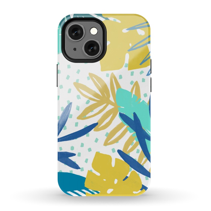 iPhone 13 mini StrongFit Playful colorful jungle leaves by Oana 