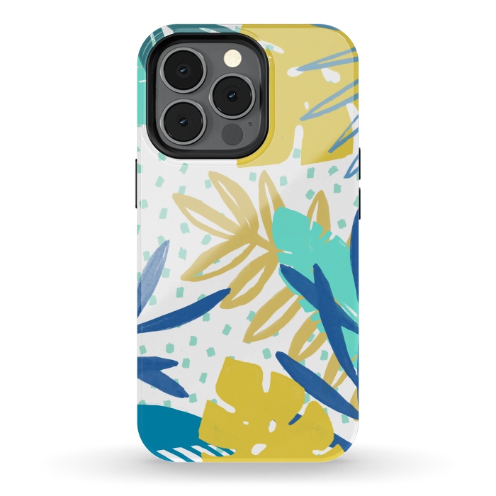 iPhone 13 pro StrongFit Playful colorful jungle leaves by Oana 