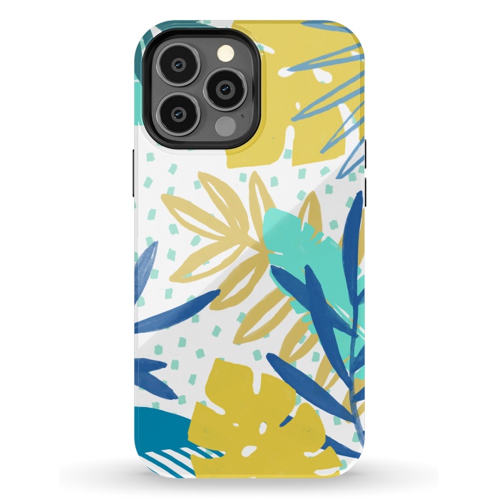iPhone 13 Pro Max StrongFit Playful colorful jungle leaves by Oana 