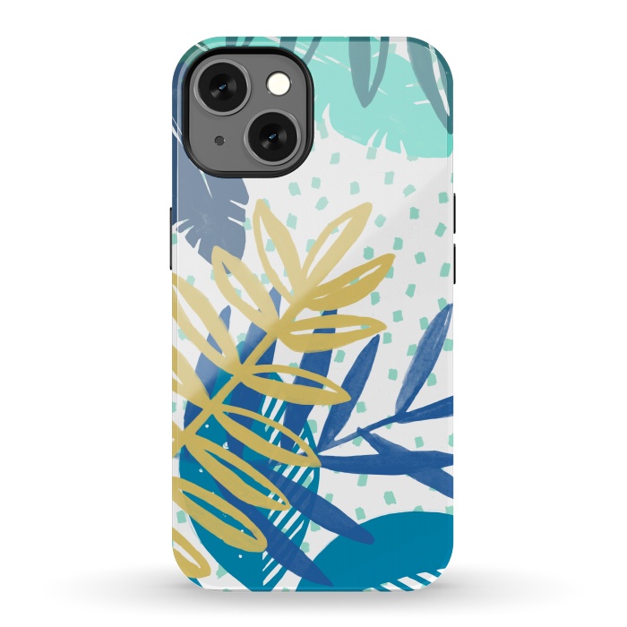 iPhone 13 StrongFit Spotted modern tropical leaves by Oana 