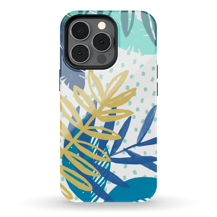 iPhone 13 pro StrongFit Spotted modern tropical leaves by Oana 
