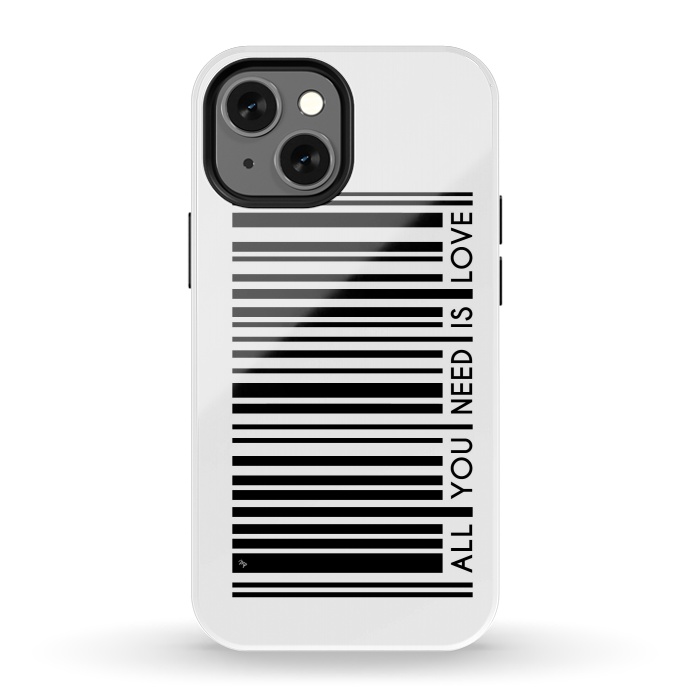 iPhone 13 mini StrongFit All you need is Love Bar Code by Martina