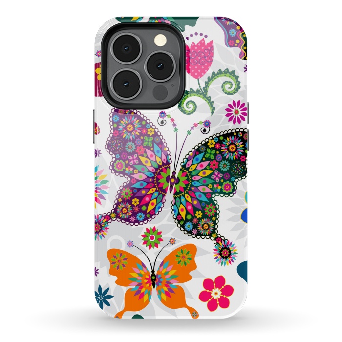 iPhone 13 pro StrongFit Cute Butterflies and Flowers in Different Colors by ArtsCase