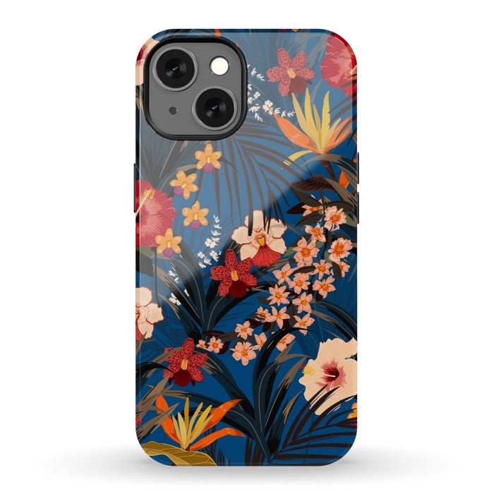 iPhone 13 StrongFit Fashionable Tropical Environment with Deep Jungle Plants by ArtsCase