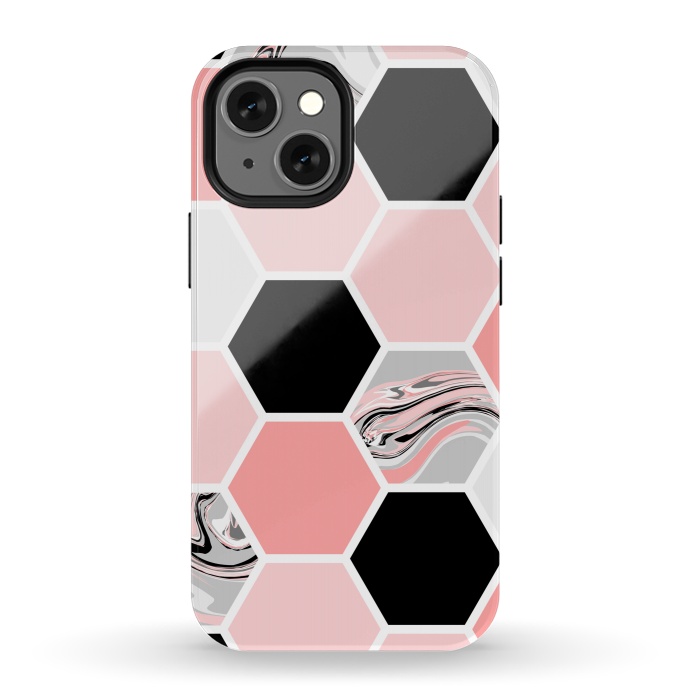 iPhone 13 mini StrongFit Geometric Stretch Pattern with Hexagonal by ArtsCase