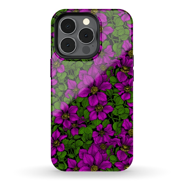 iPhone 13 pro StrongFit Pink Clematis vine by Katerina Kirilova