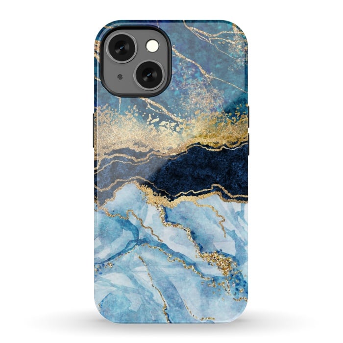 iPhone 13 StrongFit Abstract Background Blue Marble and Glossy Decoration por ArtsCase