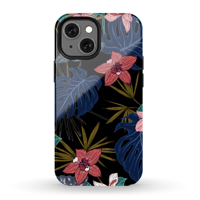 iPhone 13 mini StrongFit Tropical Plants, Flowers and Leaves Seamless Pattern 12 by ArtsCase