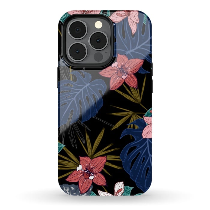 iPhone 13 pro StrongFit Tropical Plants, Flowers and Leaves Seamless Pattern 12 by ArtsCase