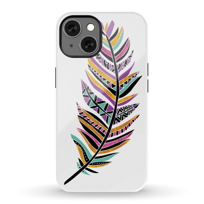 iPhone 13 StrongFit Dreamy Feathers by Pom Graphic Design