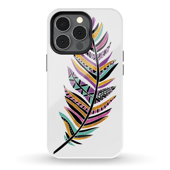 iPhone 13 pro StrongFit Dreamy Feathers by Pom Graphic Design