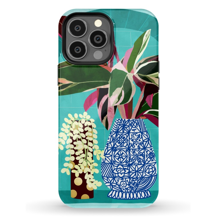 iPhone 13 Pro Max StrongFit Moroccan Shelfie | Tropical Teal Plants Botanical | Exotic Modern Bohemian Eclectic Décor  by Uma Prabhakar Gokhale
