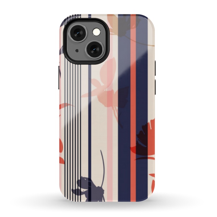 iPhone 13 mini StrongFit stripes leaf floral pattern by MALLIKA