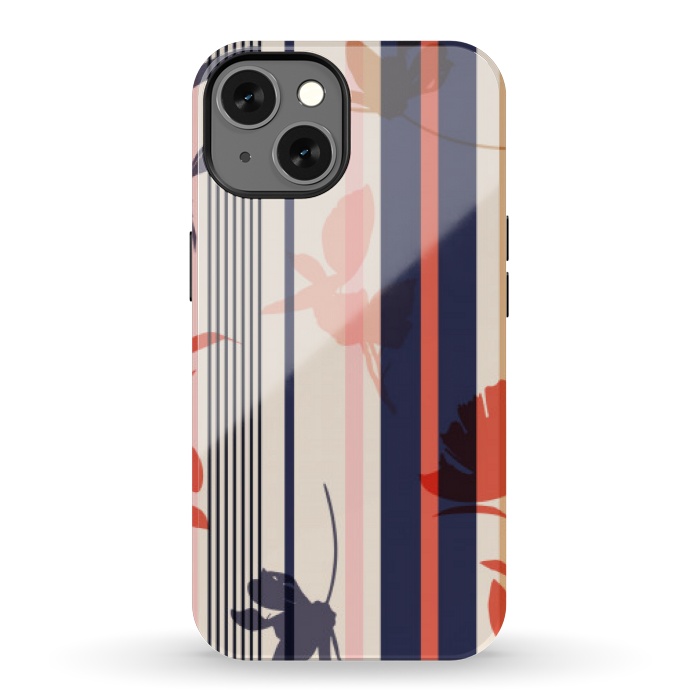 iPhone 13 StrongFit stripes leaf floral pattern by MALLIKA