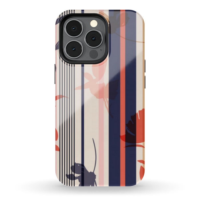 iPhone 13 pro StrongFit stripes leaf floral pattern by MALLIKA