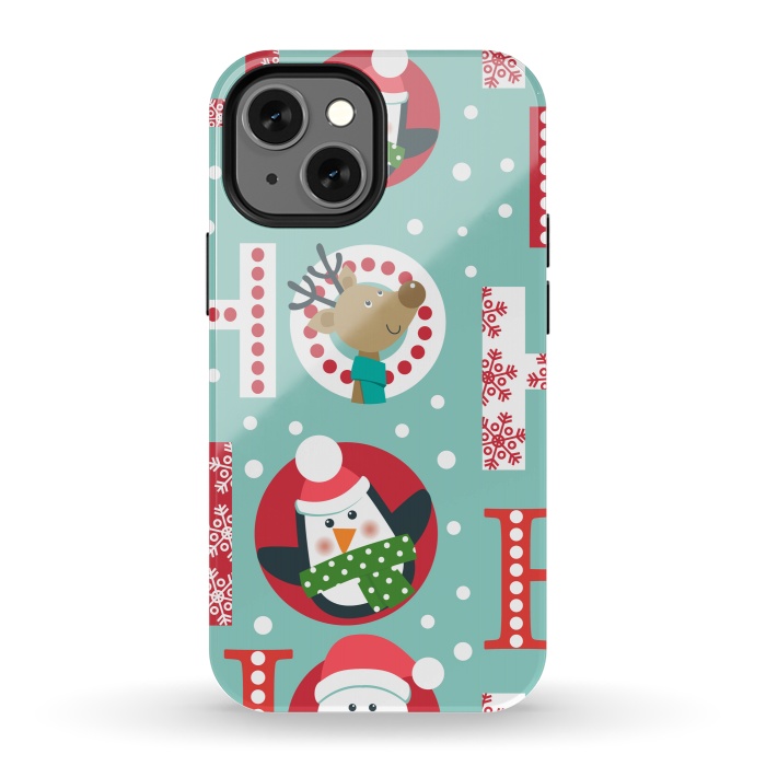 iPhone 13 mini StrongFit Christmas Pattern with Santa Deer Penguin and Snowman by ArtsCase