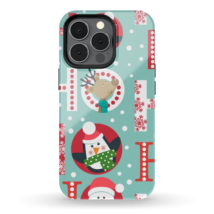 iPhone 13 pro StrongFit Christmas Pattern with Santa Deer Penguin and Snowman by ArtsCase