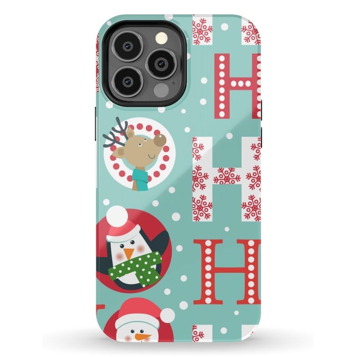 iPhone 13 Pro Max StrongFit Christmas Pattern with Santa Deer Penguin and Snowman by ArtsCase
